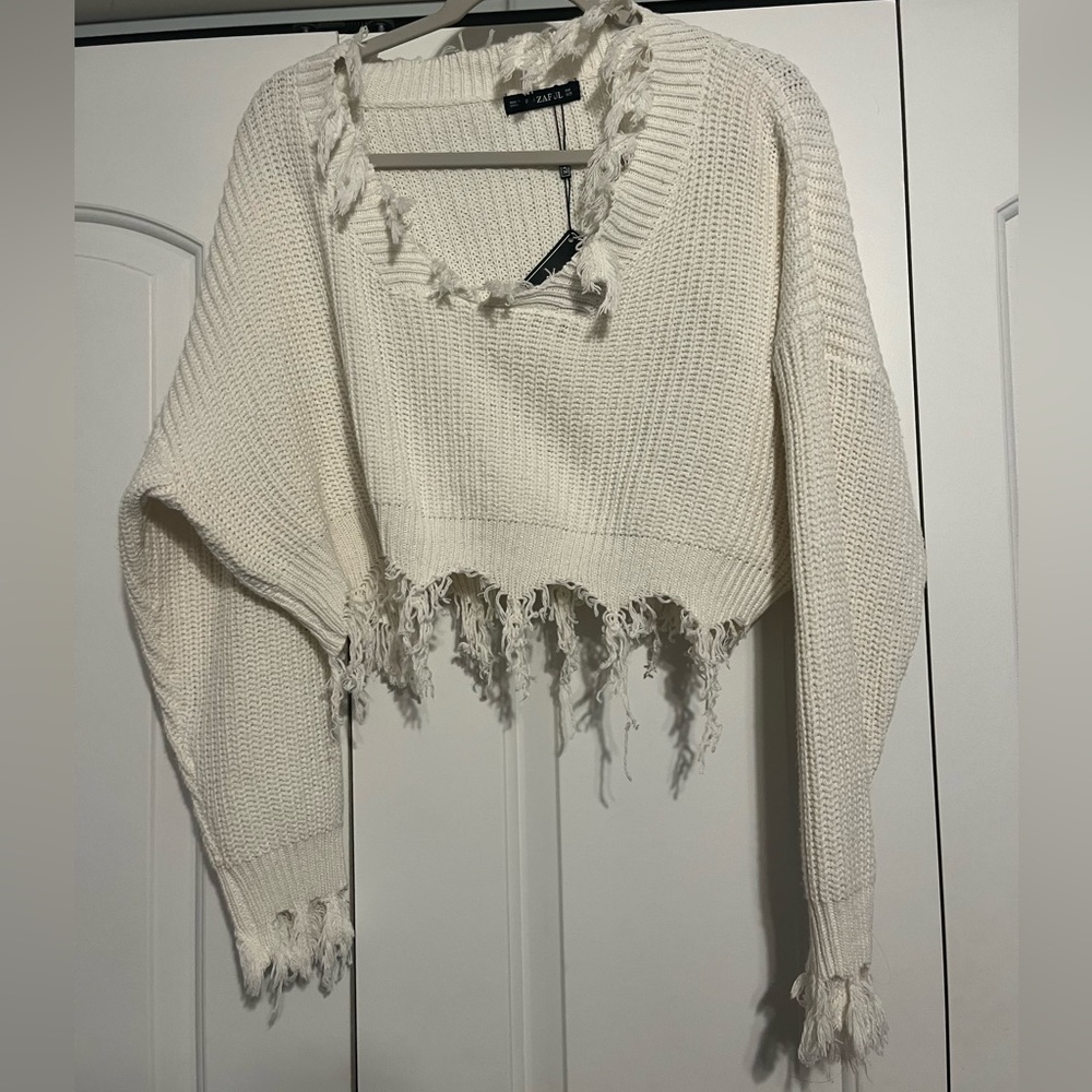 White Cropped Sweater